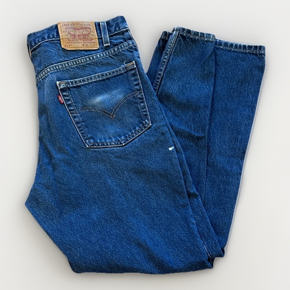 Vintage Levis 517 Jeans Mens 34 x 30 Bootcut Dark Wash 90s Straight‎ Leg